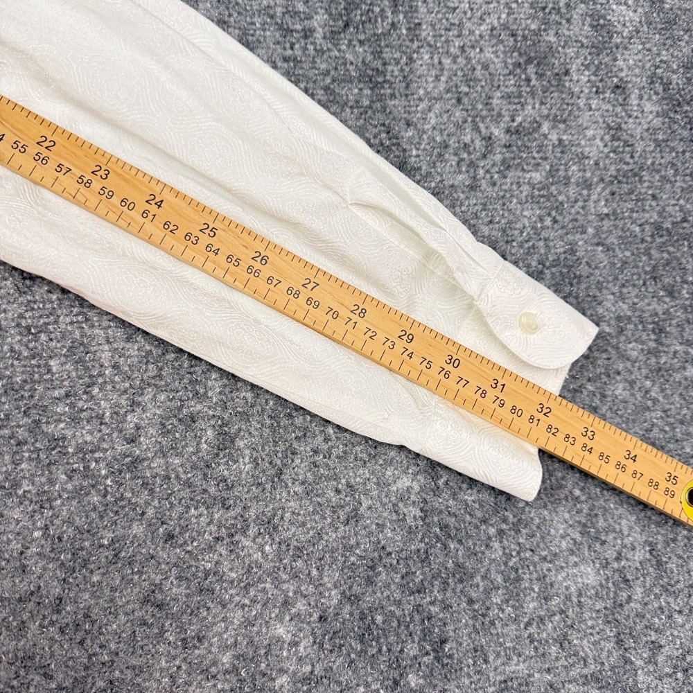 Foxcroft Womens Button Up Shirt Size 16 Shaped Fit White Jaquard Wrinkle Free - Picture 16 of 16